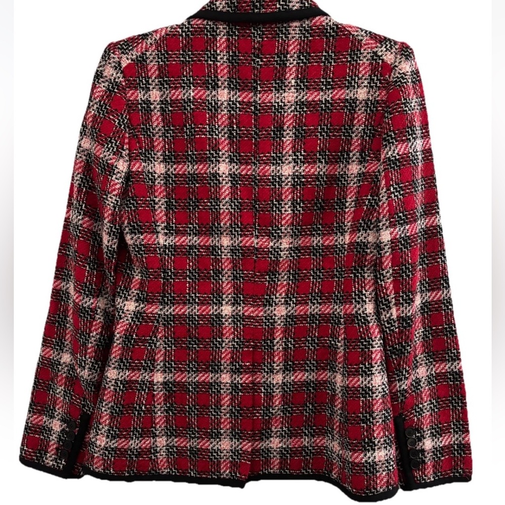 $698 Veronica Beard Harriet Cutaway Dickey Jacket stunning luxe red tweed sz 2 - Picture 6 of 16